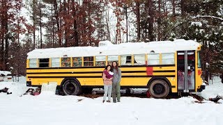 EP 40 SKOOLIE CONVERSION  Grout Fish Scale tiles amp Snowed in our school bus for Christmas [upl. by Brenn]