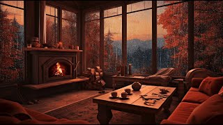 Tranquil Autumn 🍂 Rain and Cozy Fireplace Sounds for Ultimate Relaxation amp Peaceful Sleep [upl. by Halac]