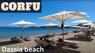 Dassia Beach walking  Corfu Greece 4k Ultra HD 60fps [upl. by Wilder187]