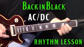 how to play quotBack in Blackquot on guitar by ACDC  rhythm guitar LESSON [upl. by Fredek]