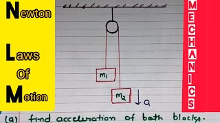 Pulley Block system problem from Newtons law of motionnlm mechanics [upl. by Klute]