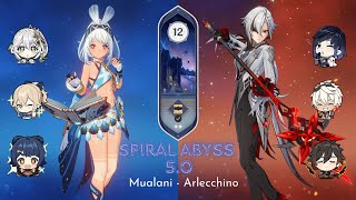 C0 Mualani Vaporize and C0 Arlecchino Vaporize Genshin Impact Abyss 50 Floor 12 9 Stars [upl. by Leahpar]