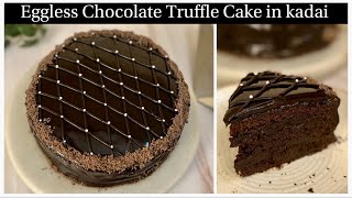 Super Soft Dutch Chocolate Truffle Cake In kadai No Whipping Cream No Eggs ChocolateTruffle Cake [upl. by Aynna]