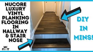 How to Install NuCORE Luxury Vinyl Planking Flooring in Hallway amp Stair Nose Complete Guide [upl. by Acinomal682]