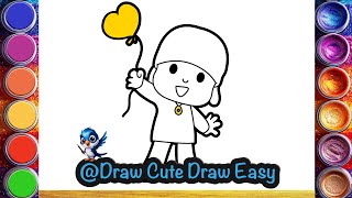 How to draw pocoyo❤️💛💙🌈 stepbystep pocoyodrawing kidsartDrawing forkids Lets Draw Together [upl. by Oel855]