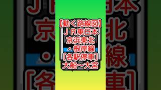 【動く路線図】JR東日本 京浜東北・根岸線［各駅停車］大船〜横浜〜川崎〜品川〜新橋〜東京〜上野〜浦和〜さいたま新都心〜大宮 travelboast トラベルマップ 路線図 [upl. by Elfreda529]