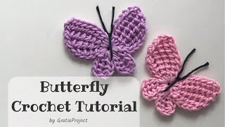 Butterfly Crochet Tutorial  Tunisian Butterfly Applique [upl. by Aicilana129]