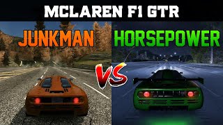 Junkman vs Horsepower  McLaren F1 GTR  Need for Speed Most Wanted vs Carbon [upl. by Garlan]