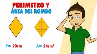 PERÍMETRO Y ÁREA DEL ROMBO Super fácil  Para principiantes [upl. by Mattox]