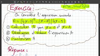 Exercice Développer et Factoriser 3ac 3apic math MonGrandLabo [upl. by Corbet]