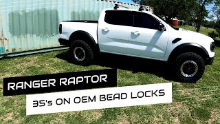 Ranger Raptor OEM Beadlock wheel install 35quot Nitto Trail Grappler Mud Terrain Tyre next gen ecoboost [upl. by Anivad]