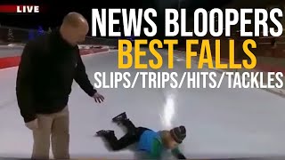 News Bloopers Best Falls Slips Trips Hits Tackles and More [upl. by Lehcer718]