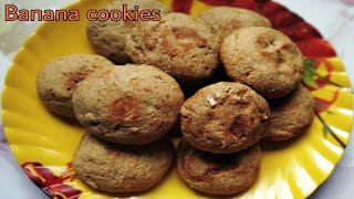 Banana cookies recipe without oven whole wheat healthy cookies No maidano egg only 3 ingredients [upl. by Akirret512]