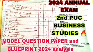 2nd PUC BUSINESS STUDIES 🔥 model question paper and important chapters ANALYSIS 2024 [upl. by Kurys173]