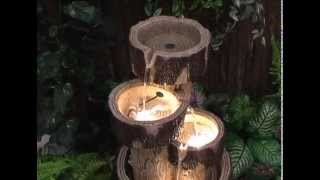 3 Tier Log Cascade Water Feature with Lights [upl. by Eelannej331]