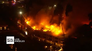 Firefighters battle massive Third Alarm fire at apartment complex in Lomita [upl. by Myrtle]