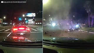 Driver of stolen Lamborghini hits speeds over 100 mph fleeing LAPD before fatal crash [upl. by Aleak]