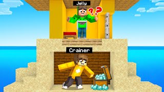 Hiding My DIAMONDS From JELLY In Our Minecraft World Squid Island [upl. by Ribal]