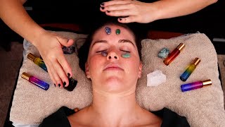 ASMR Gemstone Facial with Color Therapy for Stressful Energy Healing [upl. by Hennessey682]