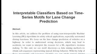 Interpretable Classifiers Based on Time Series Motifs for Lane Change Prediction [upl. by Kohsa]