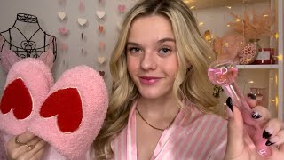 ASMR 1h Galentines Sleepover 🧸💌🥐 cake pampering gossip etc [upl. by Dirtsa]