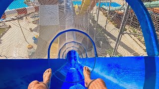 Aquatube Water Slide at Yali Castle Water Park in Turkey [upl. by Anallij]