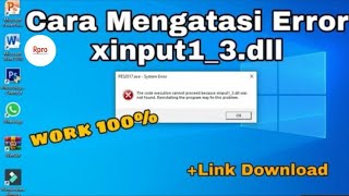 Cara Mengatasi Error xinput13dll Pada PESGame PC Lainnya  Windows 7 8 10 11 [upl. by Worl]