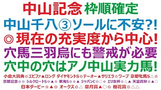 中山記念2024枠順確定 中山千八で③ソールオリエンスに不安？！ ◎現在の充実度から中心。穴馬三羽烏にも警戒が必要。穴中の穴は、アノ中山実力馬！ [upl. by Sugar]