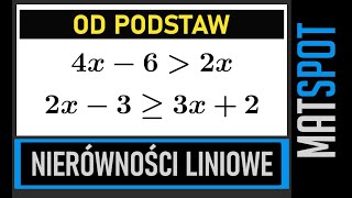 Nierówności liniowe  od podstaw [upl. by Natanoj]