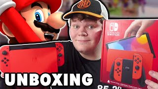 NEW Super Mario Red Nintendo Switch OLED Unboxing [upl. by Thar]