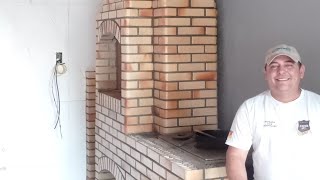 building brick barbecue  construindo uma churrasqueira de tijolo [upl. by Aremaj]