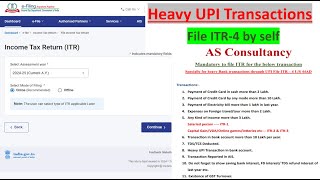 How to file ITR for UPI transaction File ITR 4 When ITR filling is Compulsory [upl. by Mlawsky]