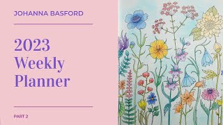 Adult Colouring Tutorial Flowers from Johanna Basford Weekly Planner part 2 [upl. by Tniassuot]