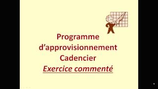 Cadencier  Programme dapprovisionnement GMS [upl. by Riccardo]