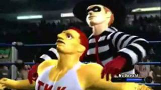 Smackdown RAW Colonel Sanders VS Ronald McDonald with TKK amp Wendy amp Hamburgler [upl. by Sig]