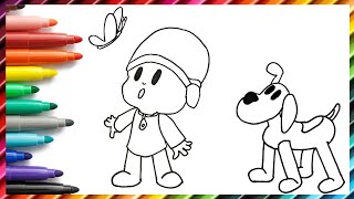 Pocoyo drawing❤️💙howto colour pocoyo easycolouringdrawing for kidsstepbystep pocoyo colouring [upl. by Adin]