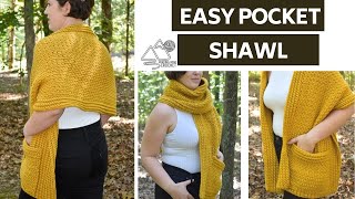 CROCHET Easy Pocket Shawl Step by Step Tutorial Easy Crochet Pattern [upl. by Arakaj]