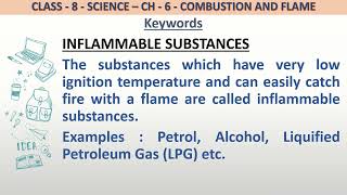 Definition of Inflammable substances for class 8 science [upl. by Rubie]