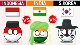 Indonesia vs India vs South Korea  Country Comparison 2024 [upl. by Akelahs]