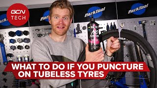 How To Fix A Punctured Tubeless Tyre  GCN Tech Puncture Repair Guide [upl. by Dripps]