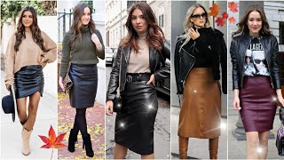 LOOKS CON FALDAS DE CUERO 🍂 MODA Y TENDENCIAS OTOÑO INVIERNO MUJER [upl. by Ahsenor]