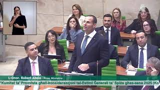 LIVE IlPrim Ministru Robert Abela jwieġeb għaddiskors talbaġit talKap talOppożizzjoni [upl. by Tecla148]