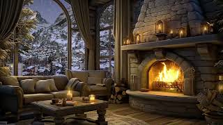 Cozy Cabin Ambience amp Snowfall Relieves Insomnia  ASMR Cozy Fireplace and Wind Sound to Sleep ⛄ [upl. by Tiersten735]