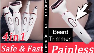 Rechargeable Lady Shaver unboxing Review  Eyebrow Trimmer  Nose amp Beard Trimmer 4in1trimmer [upl. by Capon]