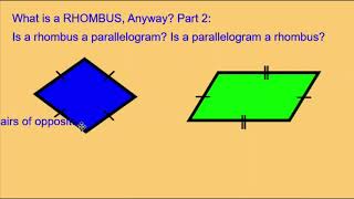 What is a RHOMBUS anyway Part 2 Is a Parallelogram a Rhombus Is a Rhombus a Parallelogram [upl. by Akemal]