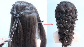 glamorous hairstyle for gown  hairstyle for long hair [upl. by Eppilihp978]