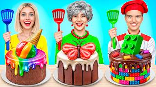 Me vs Grandma Vs Chef Cooking Challenge Cake Decorating Life Hacks by YUMMY JELLY [upl. by Zacharie]