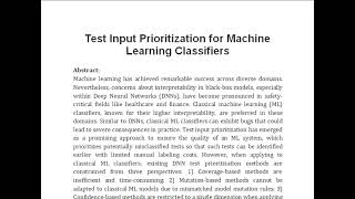 Test Input Prioritization for Machine Learning Classifiers [upl. by Kemppe301]