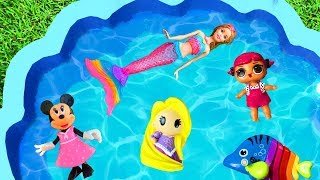 Learn Colors with Toys and Characters  Pool Toys For Kids  Animals Barbie LOL Dolls Learn Colors [upl. by Pendergast]