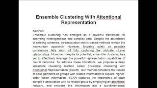 Ensemble Clustering With Attentional Representation [upl. by Dahlstrom]